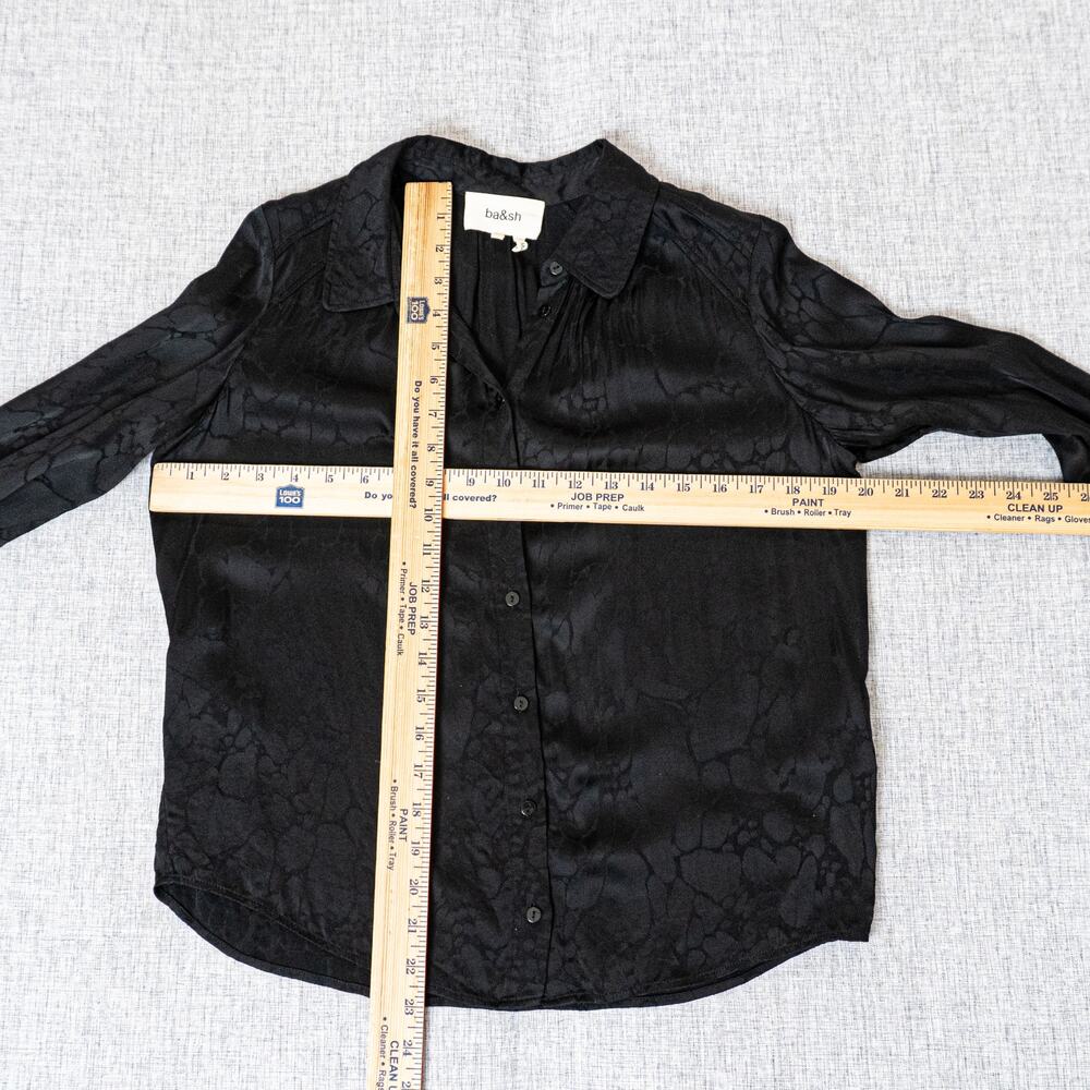 Ba&sh Doli Print button up Blouse in Black Noir Satin Viscose Size XS - Picture 6 of 11